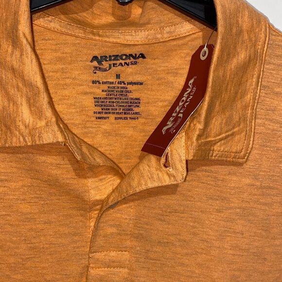 Arizona Jean Co. Men's Orange Heather Two Button Polo Shirt Size Medium NWT - Picture 7 of 8